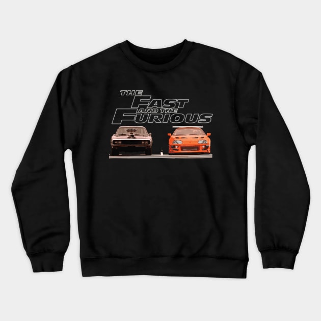 paul walker supra mk4 2JZ-GTE vs 1970 Dodge Charger R/T Crewneck Sweatshirt by cowtown_cowboy